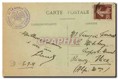 Dauphiné — Mosteiro da Grande Chartreuse — Capela São Luís — E.R. n°239 — Verso