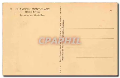 Chamonix Mont-Blanc — Odbicie Mont-Blanca — Wydawnictwo Sztuki Yvon, Paryż — Rewers