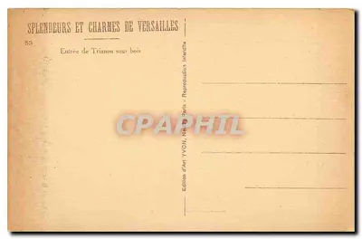 Entrada de Trianon sob as árvores — Série 53 — Edição d'Art YVON, Paris — Verso