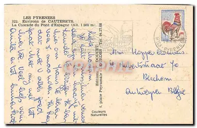 Wodospad Pont d'Espagne — Pireneje — Wydawnictwo P. Doucet — Rewers