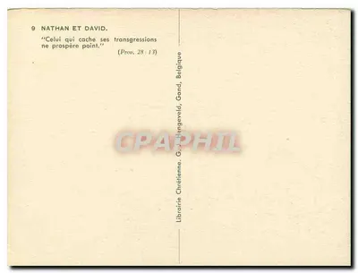 Nathan e David — cena bíblica — Livraria Cristã G. Langeveld, Gand, Bélgica — Verso