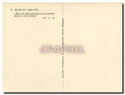David e Golias — cena de combate — Librairie Chrétienne G. J. Hangeveld, Gand, Bélgica — Verso
