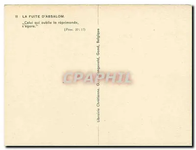 A Fuga de Absalom — cena bíblica — Librairie Chrétienne, Gand, Belgica — Verso