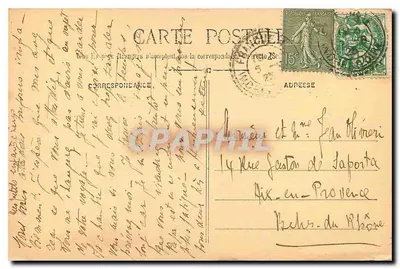 Bilhete postal antigo Chenonceaux O Poço e a Torre — Verso