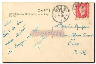 Les Pins — A Praia — Hyères-les-Palmiers (Var) — editor não visível — Verso