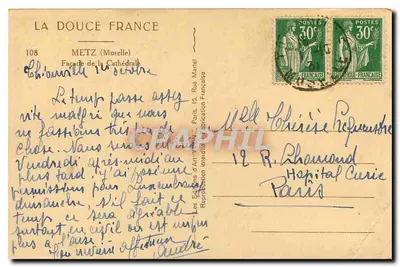 Metz — Façade de la Cathédrale — Éditions d'Art Yvan, n°108 — Reverso