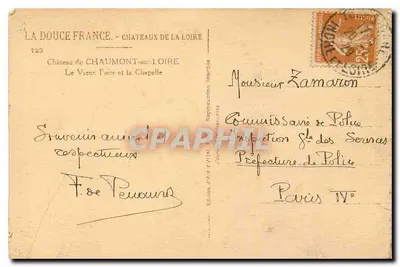 Castelo de Chaumont-sur-Loire — O Velho Fouis e a Capela — Edição Yvon — Verso