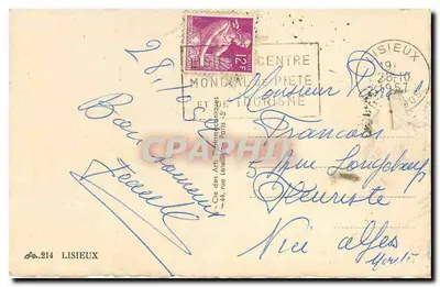 Święta Tereska z Lisieux — Zrzucać deszcz róż — Spółka Sztuki Fotomechanicznej, Lisieux — Rewers