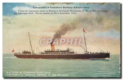 S.S. DUQUE DE CLARENCe — Serviço continental via Hull & Zeebrugge — Ferrovia Lancashire & Yorkshire, série 1907
