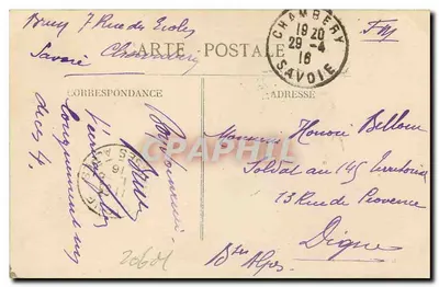 Chambéry (Savoie) — Wejście do Zameku Duszy Savojskich — Wieża Archiwów — Wydawca L. Grimaux, n°183 — Rewers