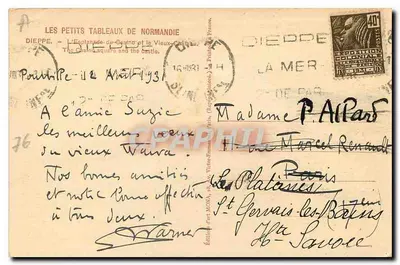 Dieppe — L'Explanade du Casino et le Vieux-Château — Édition de MONA — Verso