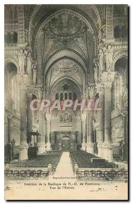 Interior da Basílica N.-D. de Fourvière — Vista da Entrada — Reprodução Proibida