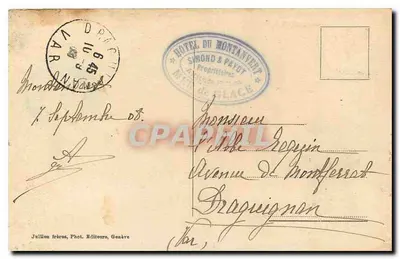 Chamonix — Morze Lodowe i Aiguille du Dru — Jullien bracia, Fot. Wydawcy, Géadre, nr 7801 — Rewers
