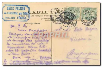 Chenonceaux (Loire-et-Loire) — O Castelo — Fachada oeste — GB 3 — Editor: Grand Bataille, Tours — Verso