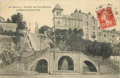 NANTES — Escada dos Cem Degraus e Estátua de Santa Ana — Coleção F. Chapeau, Nantes