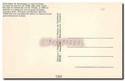 Linha Nice - Coni - A Estação de Breil — Editor J. Chausseil, n° 06240 — Verso