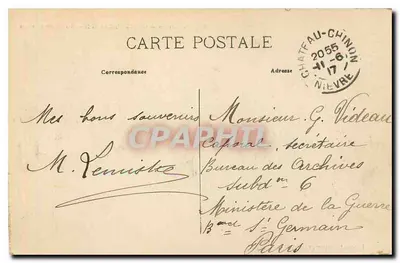 Em Morvan — Castelo-Chinon — A Pierre Glissotte — Foto J. Coquengniot, Autun — Verso