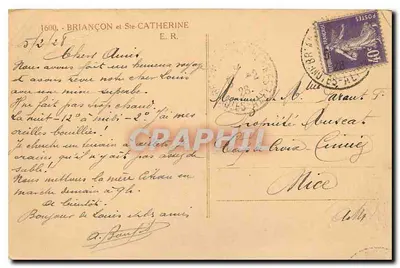 Stara pocztówka Briancon i Ste Catherine — Rewers