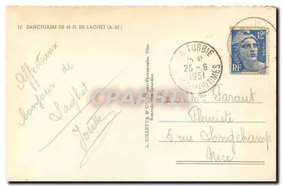 Santuário de N.-D. de Laghet (A.-M.) — vista aérea — L. Gilletta & Cie, Nice, n°17 — Verso