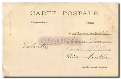 Versailles — Pokój sypialny Ludwika XIV — Pani Moreau, wyd. Versailles — Rewers