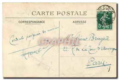 Tarjeta postal antigua Saint Cloud La Rue de l'Eglise — Reverso