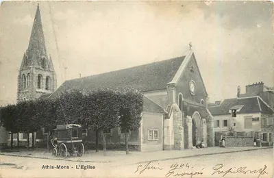Athis-Mons - A Igreja — vista da igreja com sino e carruagem — Sini-Bronnure & Frères (Bazas) n°14.40