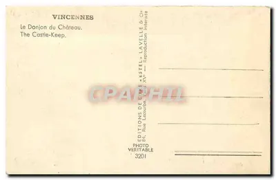 Vincennes — O Donjon do Castelo — Editor Estel — Verso