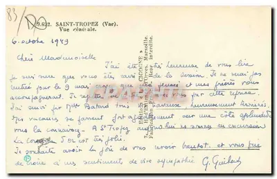 Saint-Tropez (Var) — Ogólny widok — Wydawnictwo « La Cigogne », Marsylia — Rewers