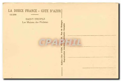 Saint-Tropez — As Casas dos Pescadores — Edição d'Art YVON — Verso