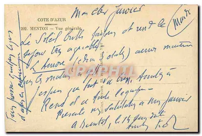Menton — Ogólny widok — Côte d'Azur, n°202 — Rewers