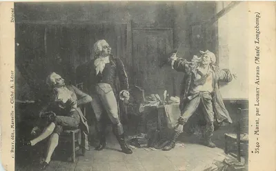 Marat — Cena da Revolução Francesa — editado por Ruart, Marselha, n°3540