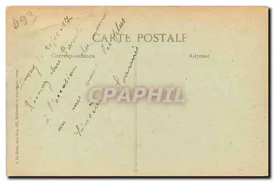 Tarjeta postal antigua Le Bourget El nuevo Puente del Camino de Hierro — Reverso
