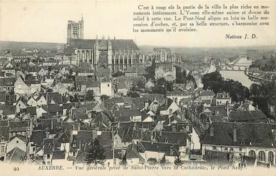 Auxerre — Vista geral tirada de Saint-Pierre para a Catedral, o Ponte Nova