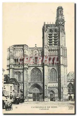 Catedral de Sens — vista da fachada e do campanário — Neurdein Frères, Sens-Corbueil, n°16