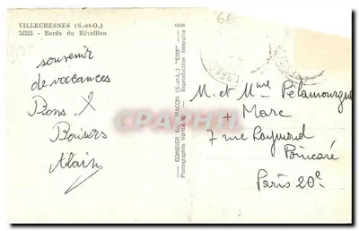 Villecresnes (S.-et-O.) — Margens do Réveillon — Combier (S.-et-L.) — Verso