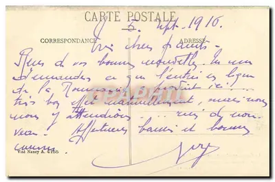 A Guerra na Champagne 1914 - Buracos de obus em Courcy — Aux Cavaliers de Courcy — Coleção G. Dubuis, Reims — Verso