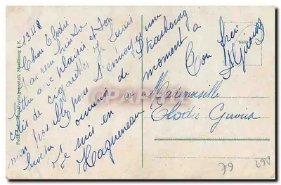 Kobieta w stroju tradycyjnym — widok katedry w Strasburgu — wydawca Felicitas, nr 6098 — Rewers