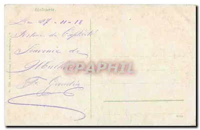 Kobieta w stroju tradycyjnym obok jeziora — Elsässerina — wydawca J. Böhr, Strasbourg, n° 3189 — Rewers
