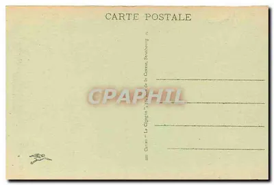Fischbcedle — jezioro otoczone lasami i wodospad — Karty 'La Cigogne', Strasbourg — Rewers