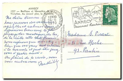 Annecy — Bazylika i Monasterium Tourette — Wydawca: Annecy, nr 1237 — Rewers