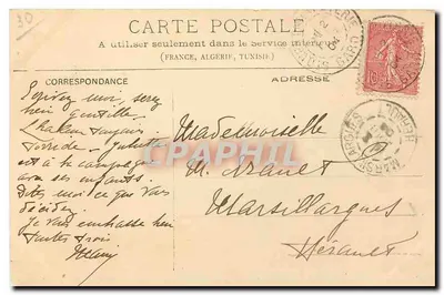 Sallustien — vue aérienne du village et de l'église — F. Sallustien Jph. — Verso
