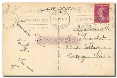 Vichy — Pawiłon Źródła Célestynów — Wydawca La Cigogne, nr 384 — Rewers