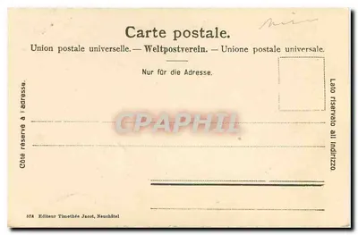 Gorges de l'Areuse — O Saut de Brot — Editor Timothée Jacot, Neuchâtel, n° 878 — Verso