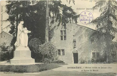 Domrémy — Casa natal de Joana d'Arc e Estátua de Mercié — Fototipo Paul Testart, Epinal