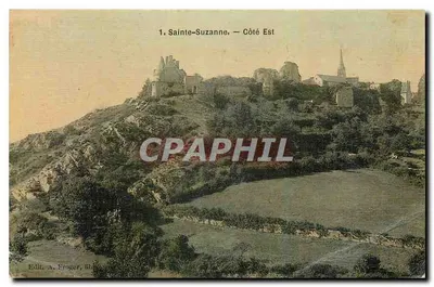 Bilhete postal antigo Sainte Suzanne Cote Est (carta em tecido)
