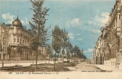 Bilhete postal antigo Lille — O Boulevard Carnot