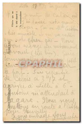 Bilhete postal antigo Lille — O Boulevard Carnot — Verso