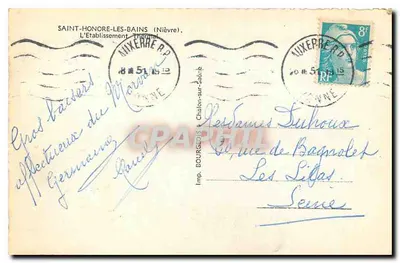 Aris — Estabelecimento Termal — Aris — Verso