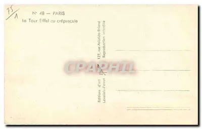 Wieża Eiffla w zachodnim świetle — Paryż — Wydawnictwo Sztuki Levallois-Perret, nr 48 — Rewers