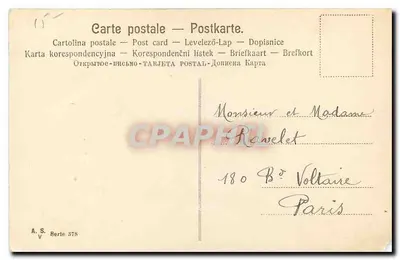 Arranjo de folhas de hortelã e margaridas — A. S. Série 378 — Editor A. S. — Verso